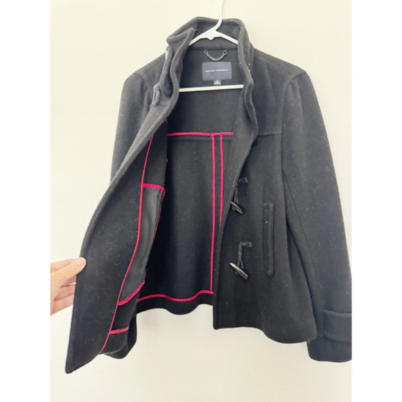 Banana Republic Wool Duffle Toggle Button Coat Black M - Picture 7 of 7